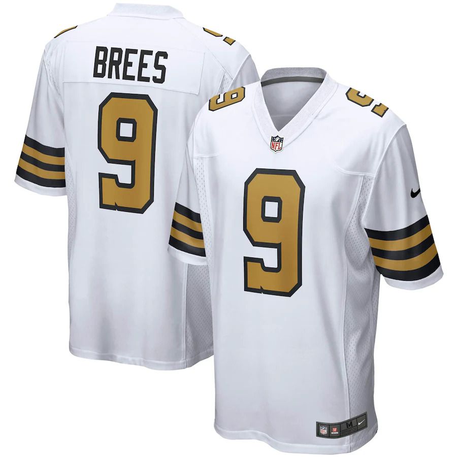 Men New Orleans Saints #9 Drew Brees Nike White Alternate Game NFL Jersey->new orleans saints->NFL Jersey
